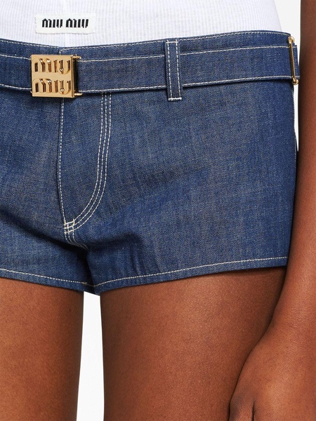 belted denim shorts