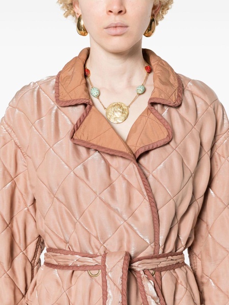 sheen-effect quilted coat