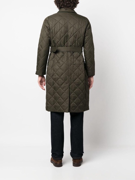 diamond-quilted single-breasted coat