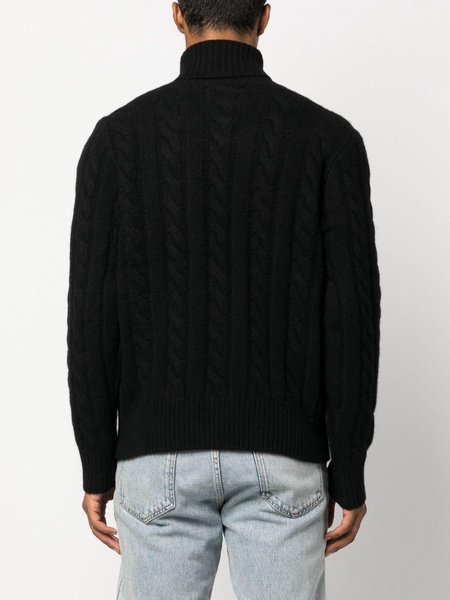 roll-neck cable-knit jumper