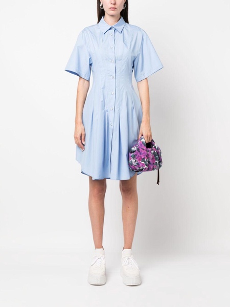 pleat-detailing flared cotton shirtdress