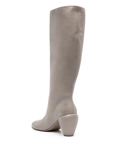 mid-heel knee-length leather boots