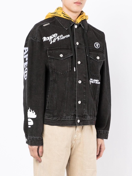 logo hooded denim jacket