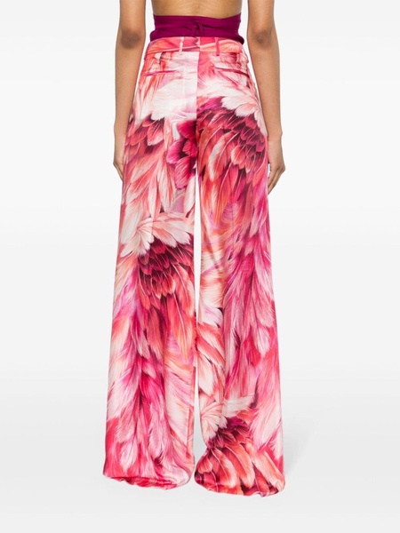 plumage-print palazzo pants