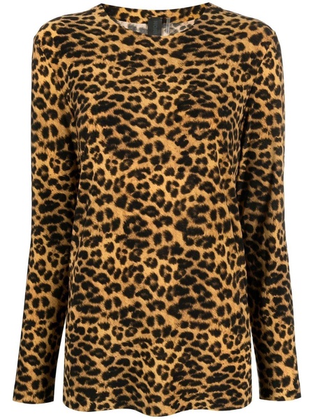 leopard-print long-sleeved T-shirt