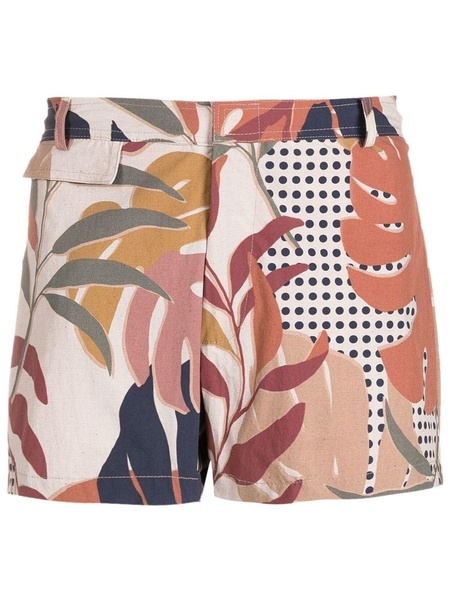 leaf-print swim shorts