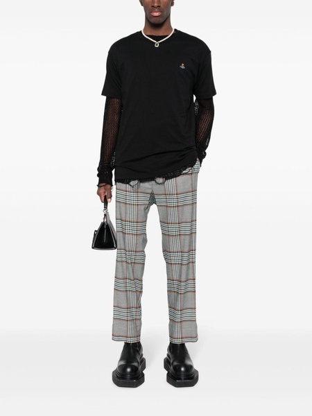 Cruise tartan-check drop-crotch trousers