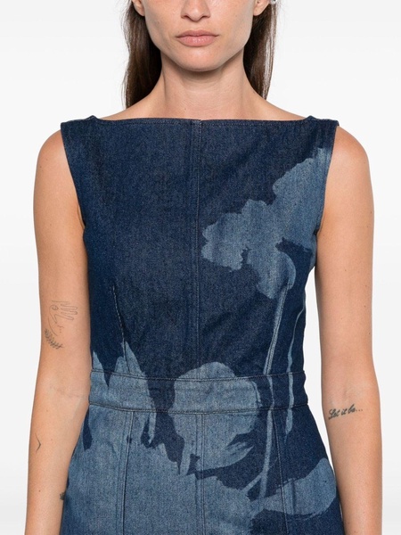 flared denim midi dress