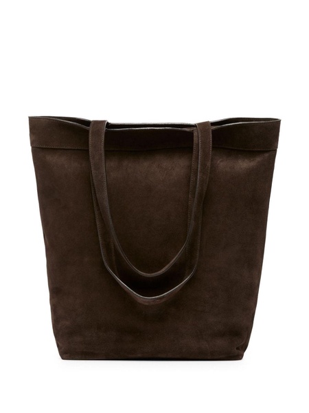 open-top suede tote bag