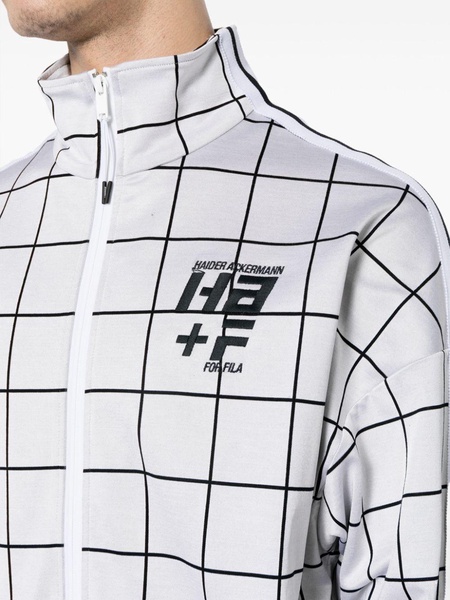 logo-print checked jacket