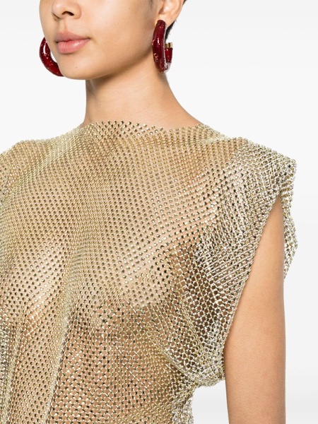 rhinestone sheer sleeveless blouse