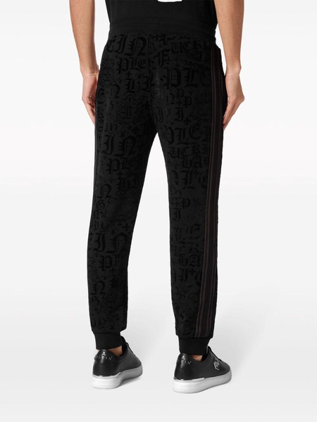 gothic-print drawstring-waist track pants