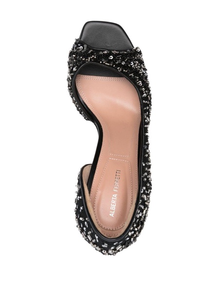 85mm sequinned beaded pumps