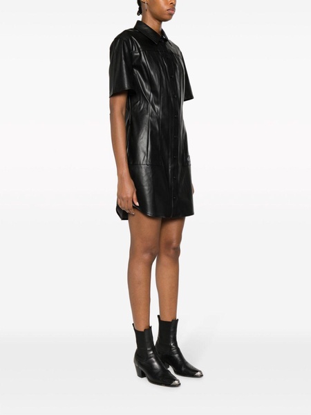 faux-leather short-sleeve minidress