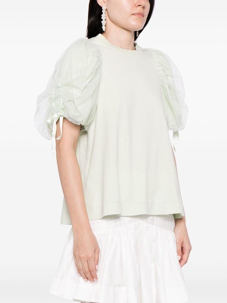 tulle-insert cotton T-shirt