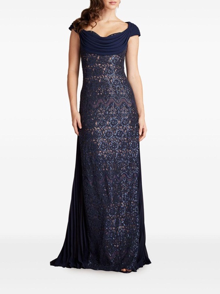 sequin-embellished layered gown