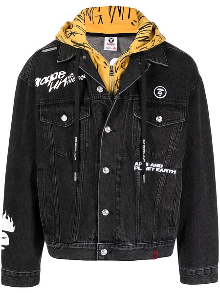 logo hooded denim jacket