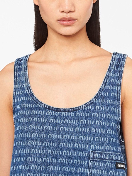 logo-print denim minidress