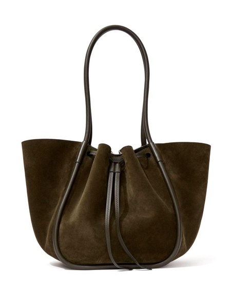 large Ruched suede tote bag