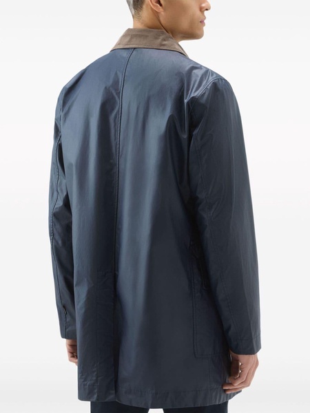 hooded waxed coat