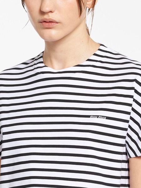 logo-print striped cropped T-shirt