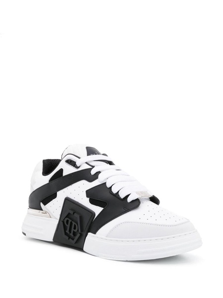 logo-embossed leather sneakers