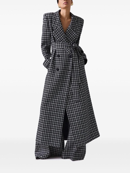 plaid-print wide-leg trousers