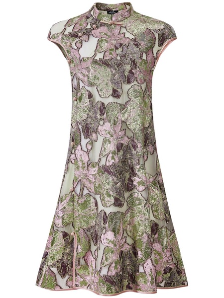 floral-jacquard A-line minidress