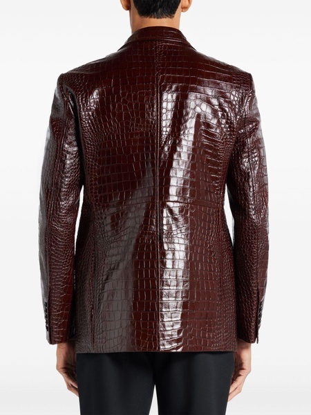 crocodile-embossed leather blazer