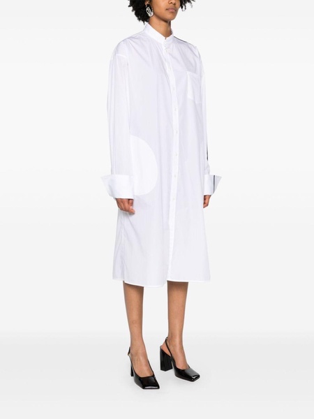 White Side-Stripe Cotton Shirt Dress