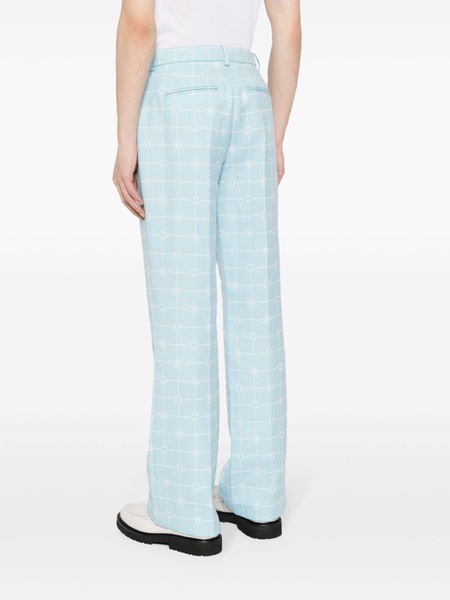 Heart Monogram-jacquard wool trousers