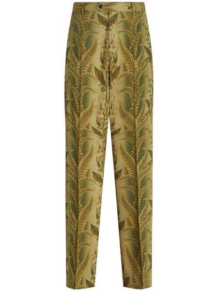 Foliage-jacquard tailored trousers