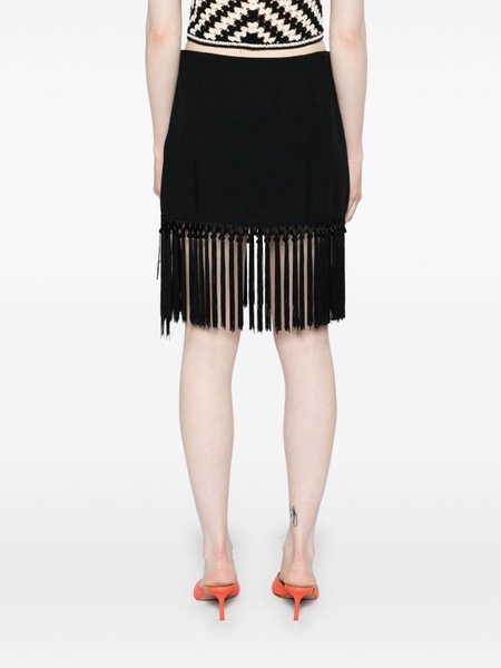 Black Fringed Pencil Skirt