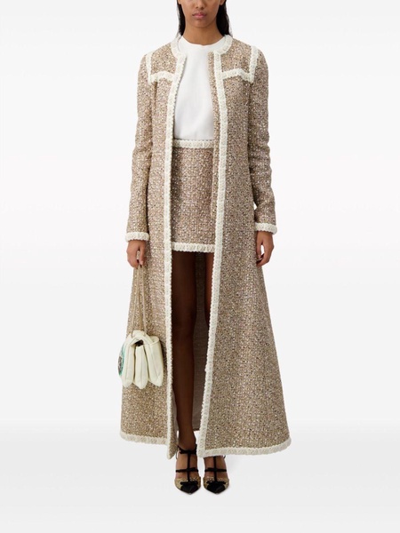 braided-trim tweed coat