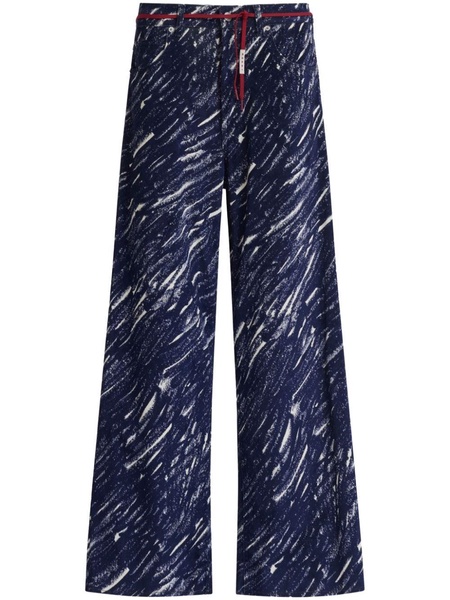 abstract-pattern print wide-leg jeans 