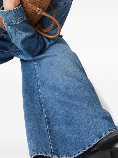 logo-embroidered wide-leg jeans