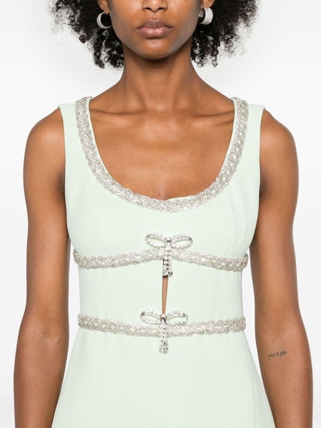 Self-Portrait Short Dress With Rhinestones And Round Neckline