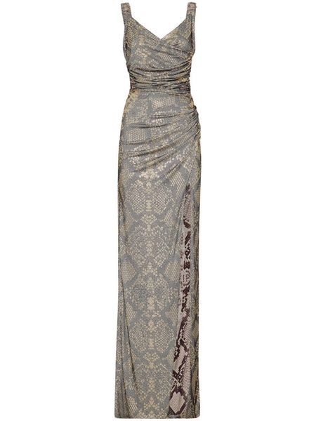 snake-print rhinestone-embellished maxi dress