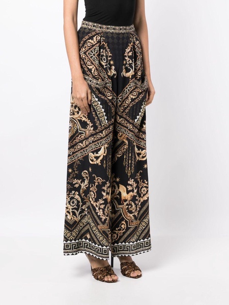 Duomo Dynasty-print silk wide-leg trousers