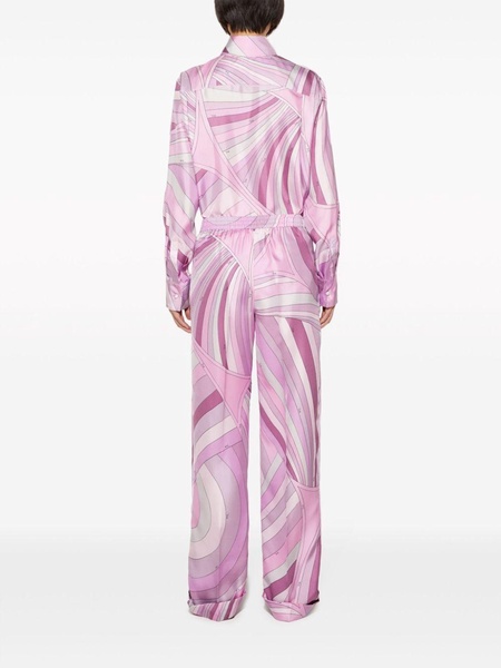 abstract-print silk trousers