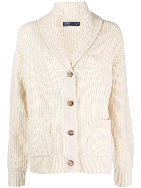 shawl-collar chunky-knit cardigan