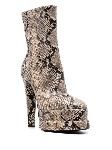 snakeskin-effect platform ankle boots