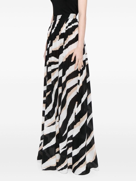 zebra-print silk maxi skirt