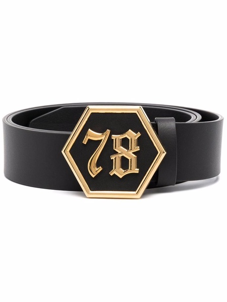 gothic logo-buckle belt