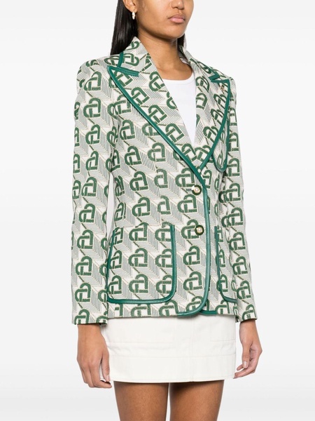 Heart-jacquard peak-lapel blazer