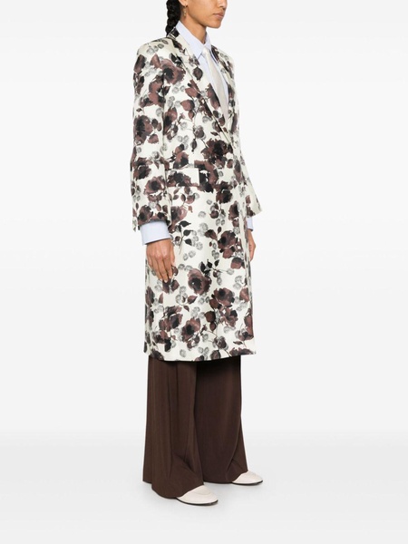 floral-print silk coat