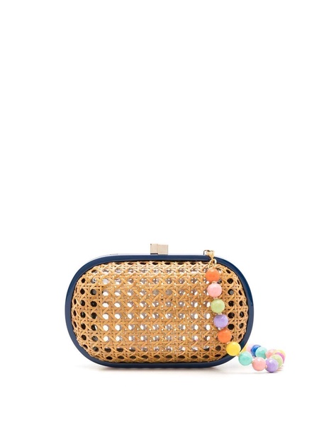 Mia flat-woven clutch bag