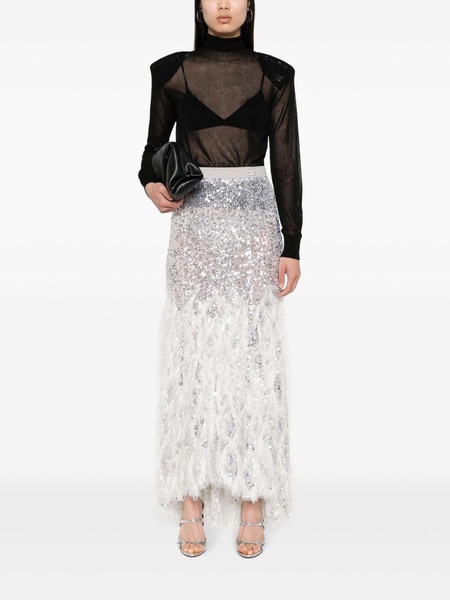 sequined fringed maxi skirt