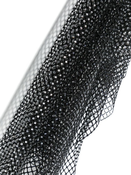 Black Crystal-embellished Mesh Scarf