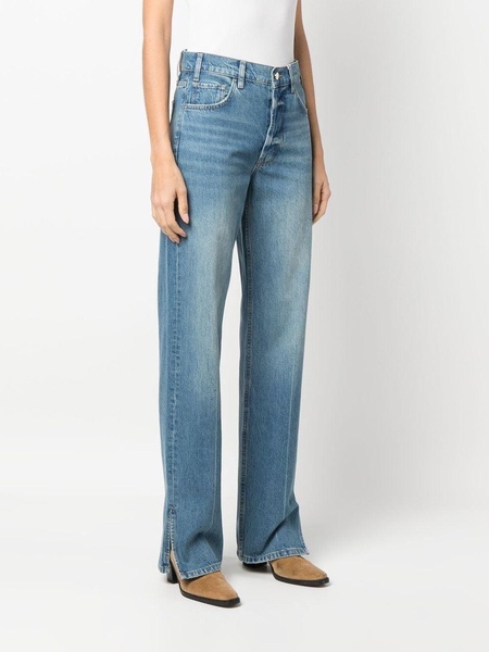 ankle-slit straight-leg jeans